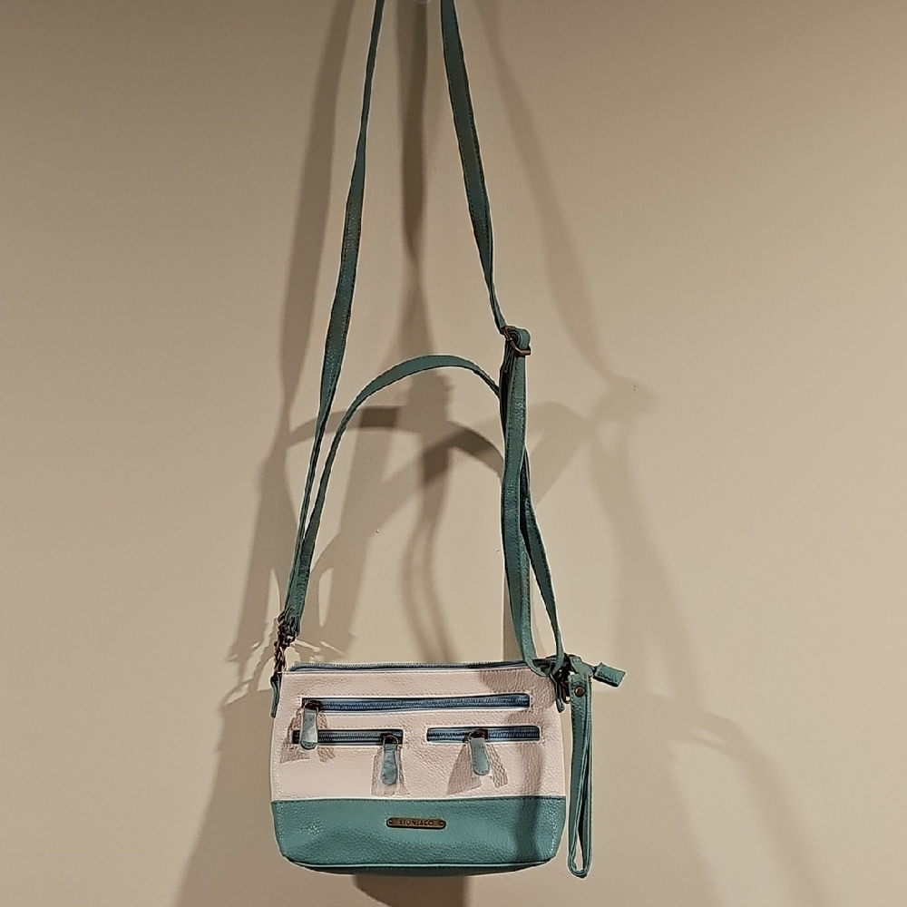 Stone & Co. Teal and Cream Small Crossbody Shoulder Bag